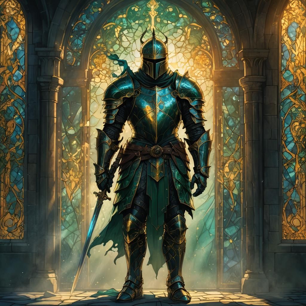 Dark Fantasy Knight Bathed in Cleansing Light