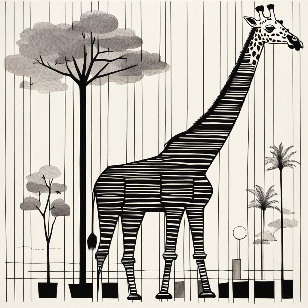 Giraffe Icon in Saul Steinberg Sketch Style