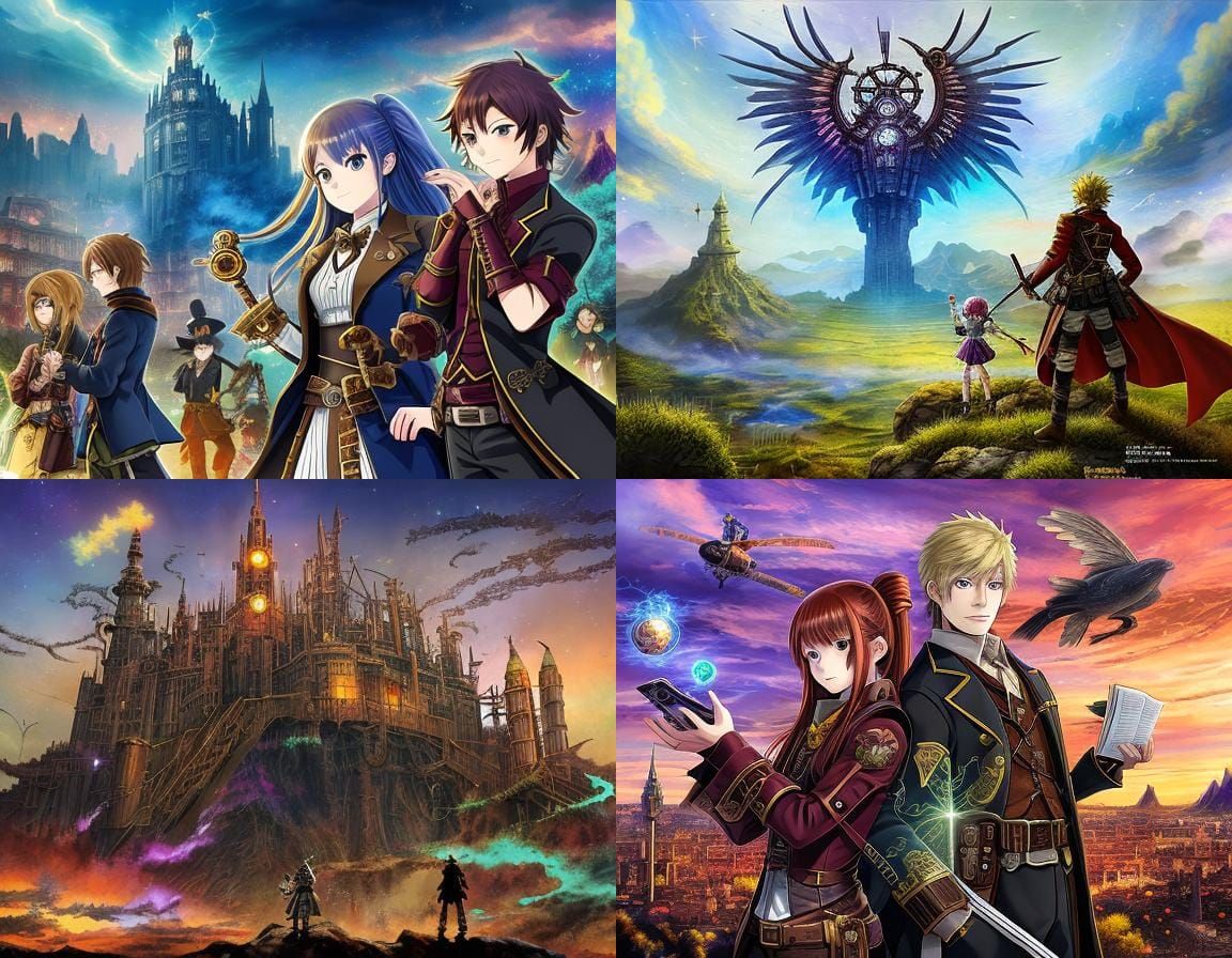 Steampunk Adventure Party in Anime Style