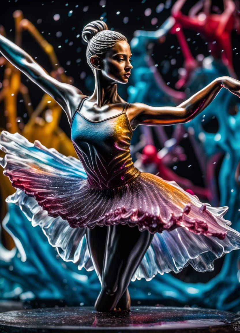 Cosmic Ice Ballerina: Graffiti Art Style