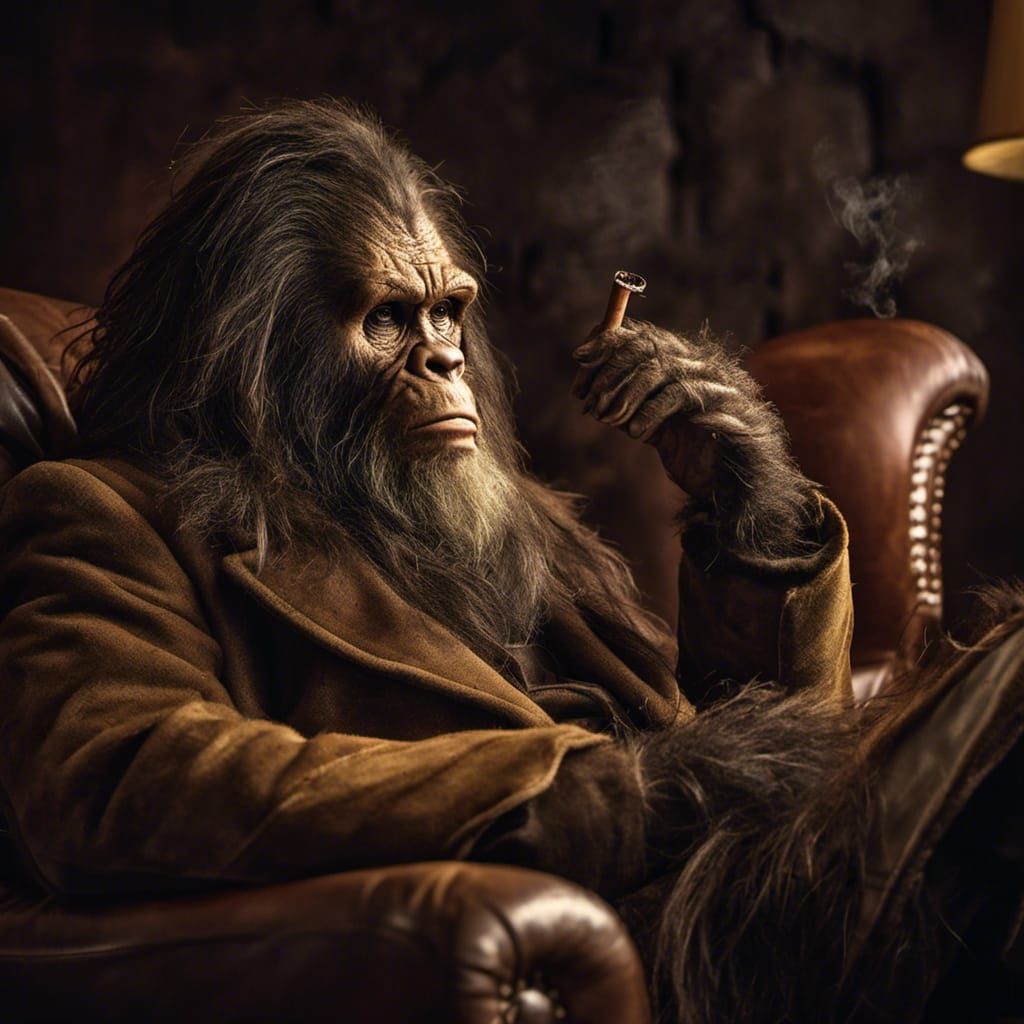 Man Smoking Cigar in Recliner: Portrait Photography