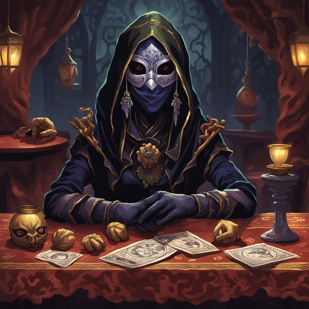 Drow Fortune Teller with Scorpion Mask