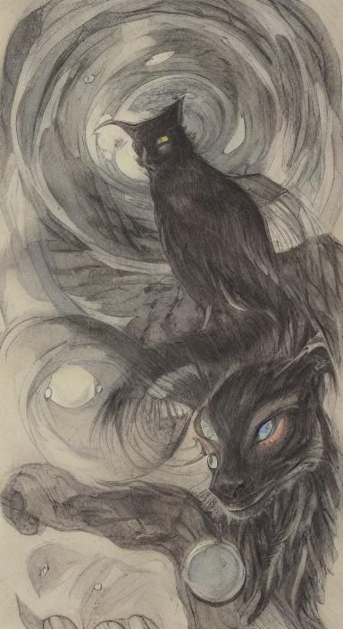 Mystical Witch in Watercolor Illustration