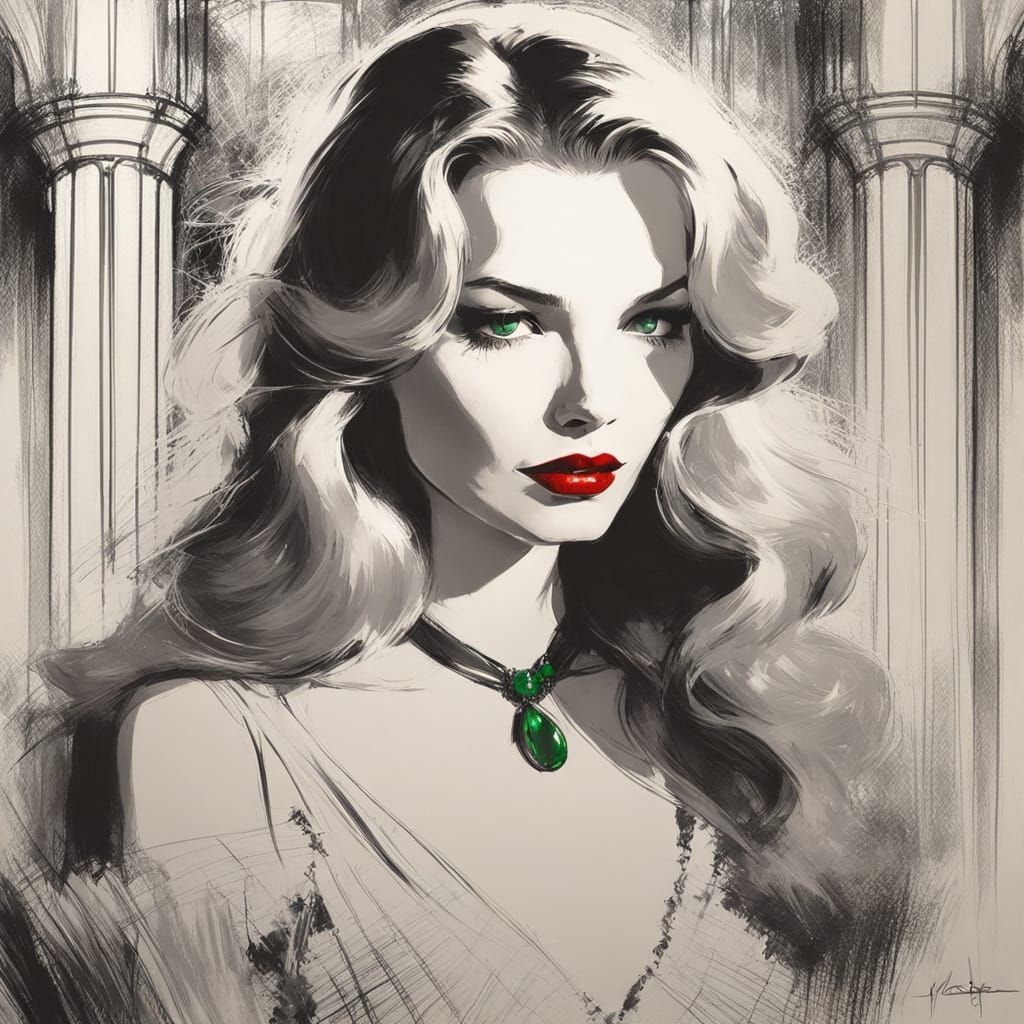 Mysterious Hollywood Siren in a Colorful Artistic Splash