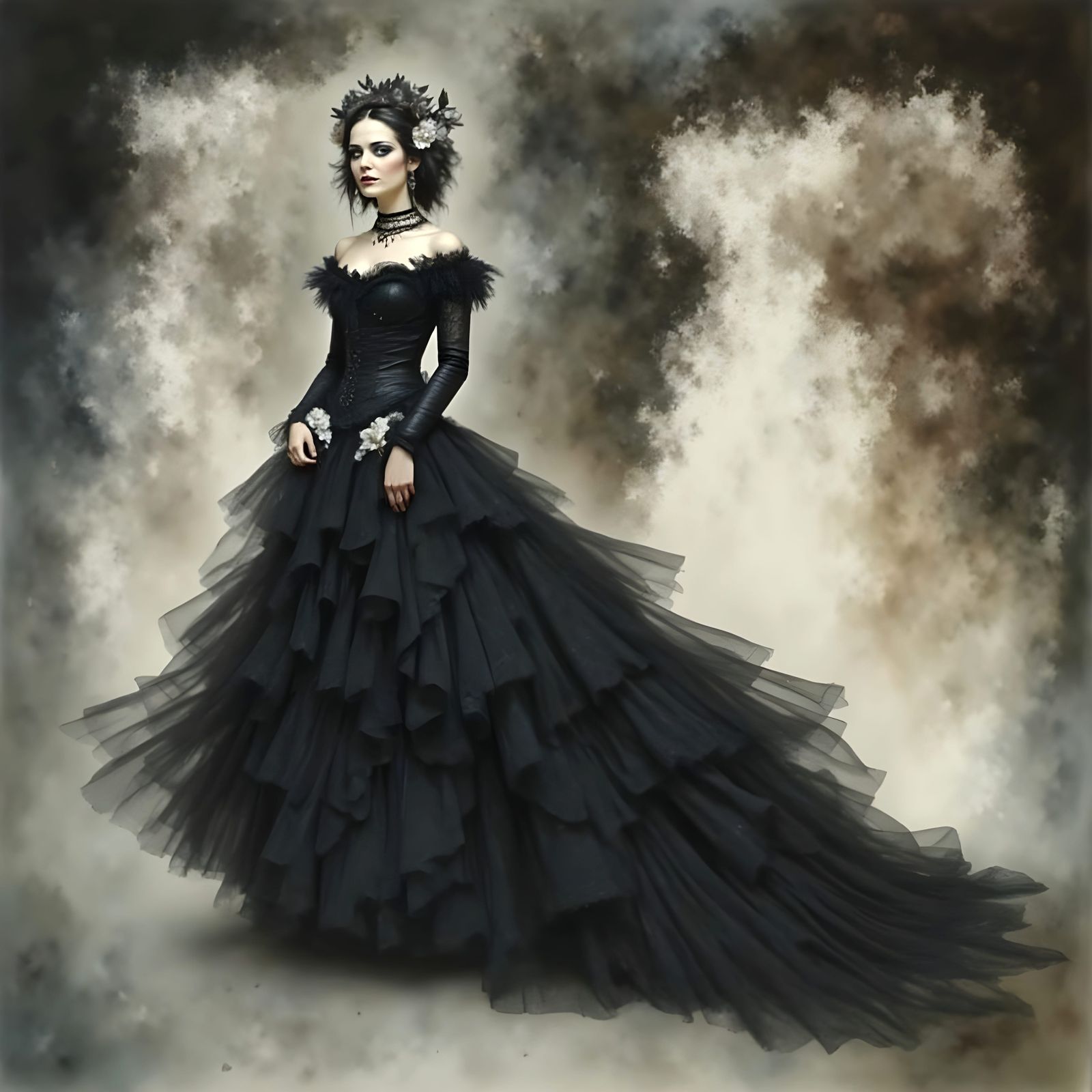 Ethereal Gothic Rose in Victorian Watercolor