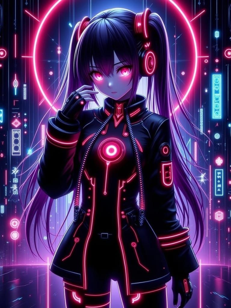 An anime style image of a Modern Goth style Hatsune Miku in ...