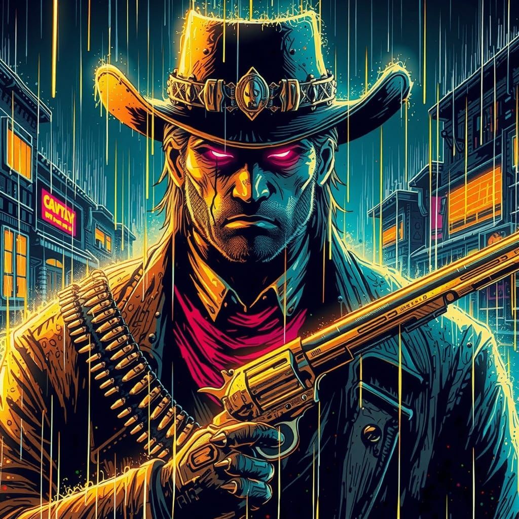 Cyberpunk Assassin in Neon Rain