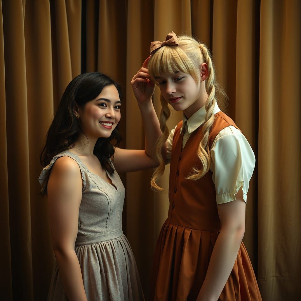 Vintage-Inspired Portraiture: Young Couple in Cozy Fitting R...