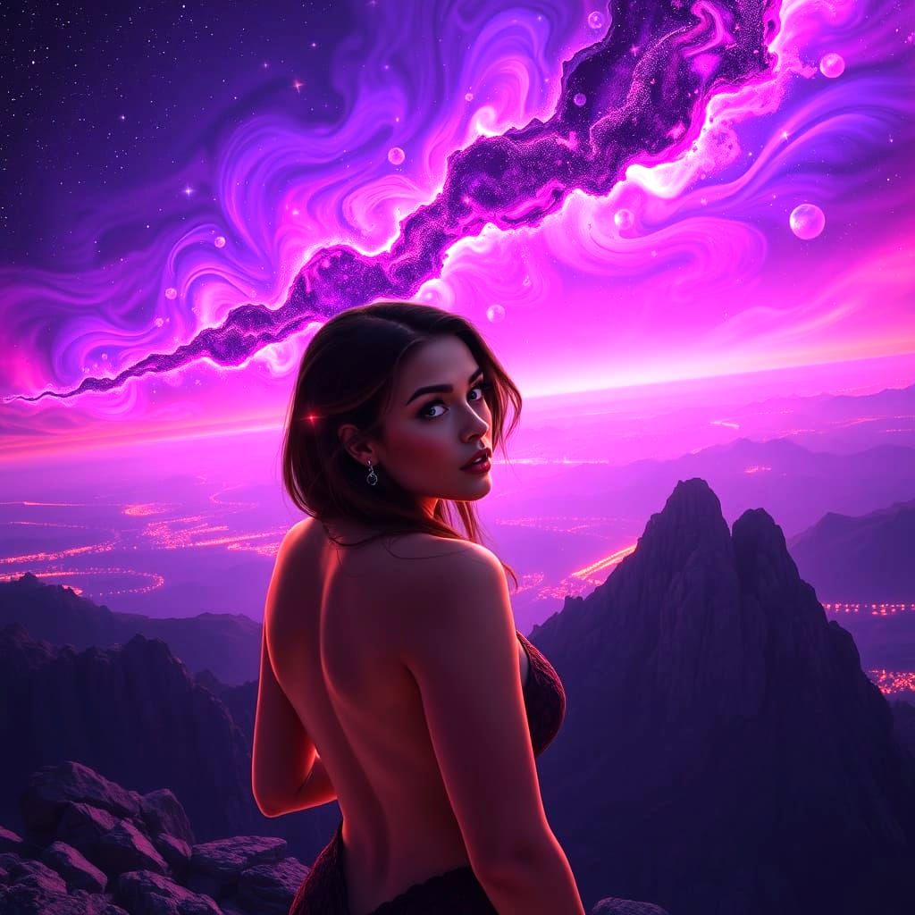 Purple Sky with Vibrant Starlight