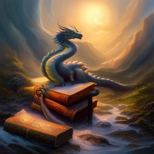 Dragon on Books: Ethereal Fantasy Art