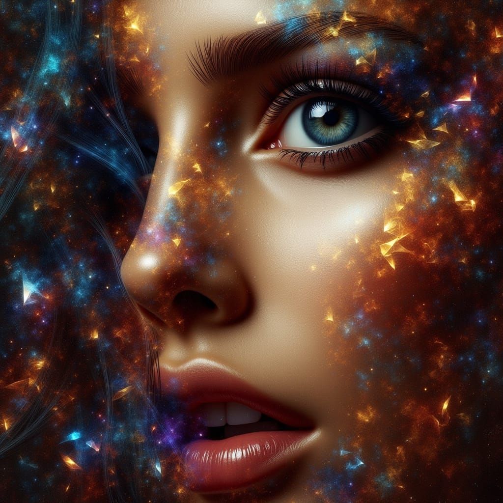Mysterious Beauty Portrait with Diamonds, Speedpaint Style