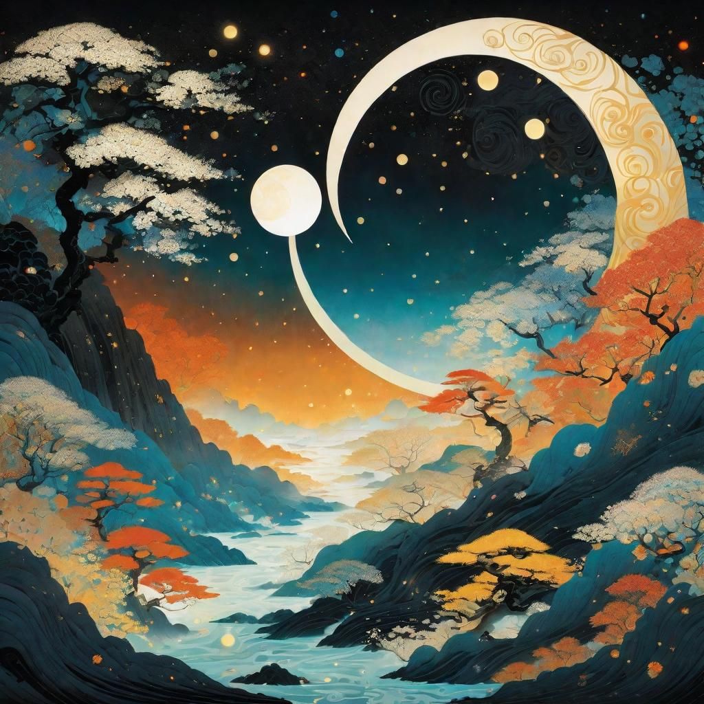 Yin Yang of Day and Night in Digital Illustration