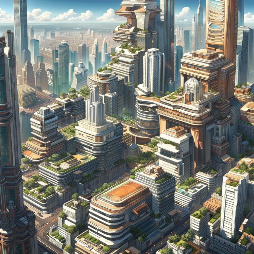 Futuristic Megalopolis: A Lively Sci-Fi Cityscape