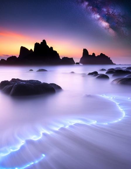 Luminous Lagoon: Bioluminescent Beauty at Night