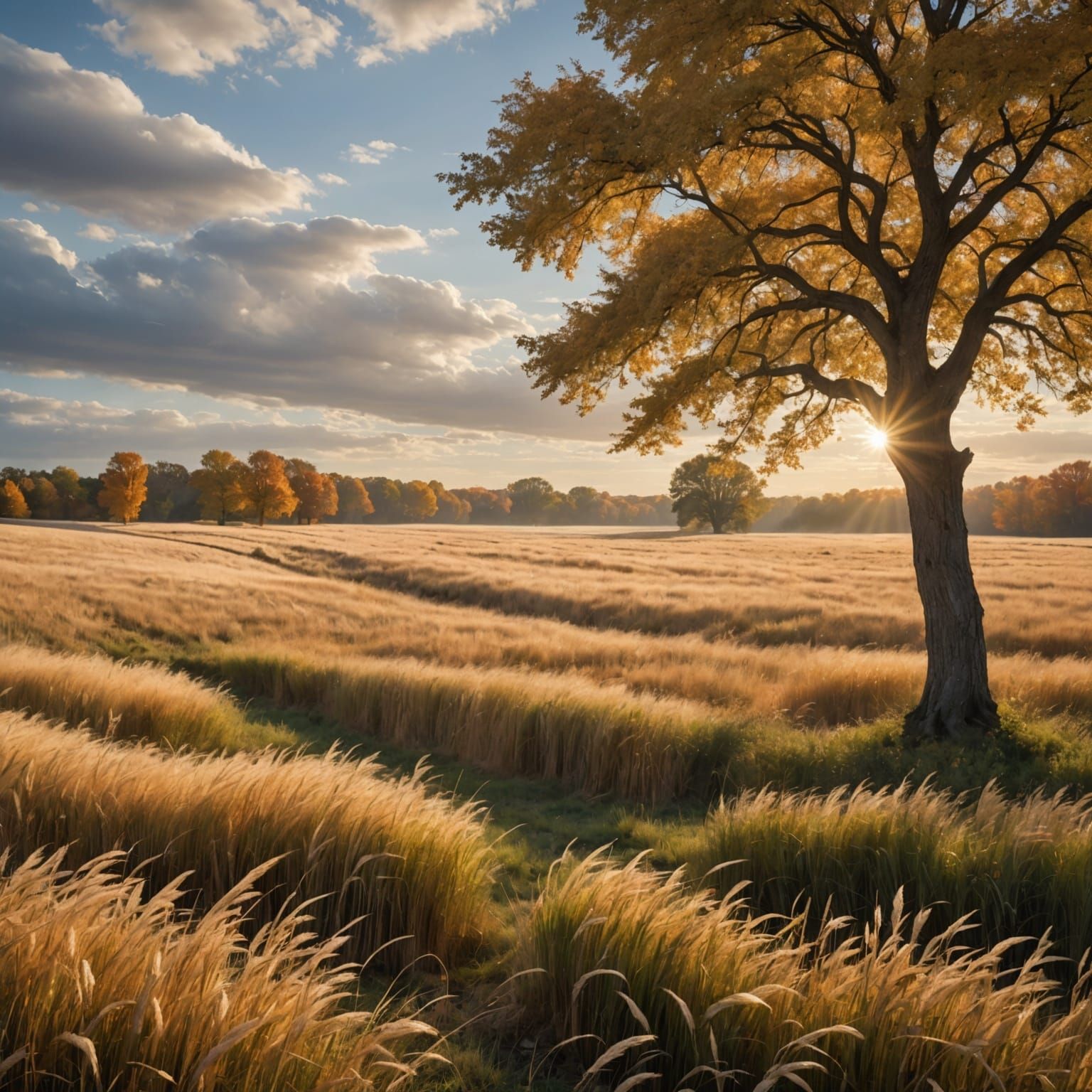Ethereal Wind Sweeping Through Golden Grass