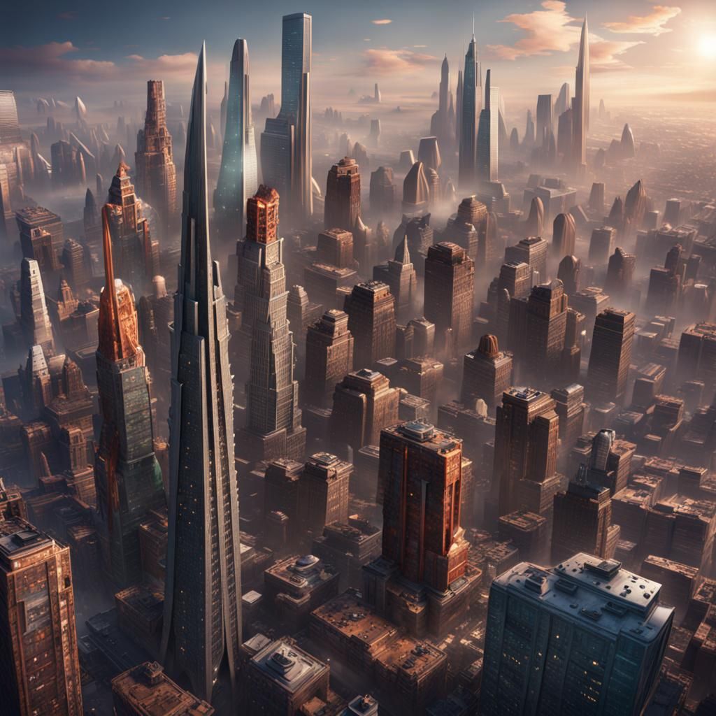 Pie Slice City: A Fantastical Digital Painting