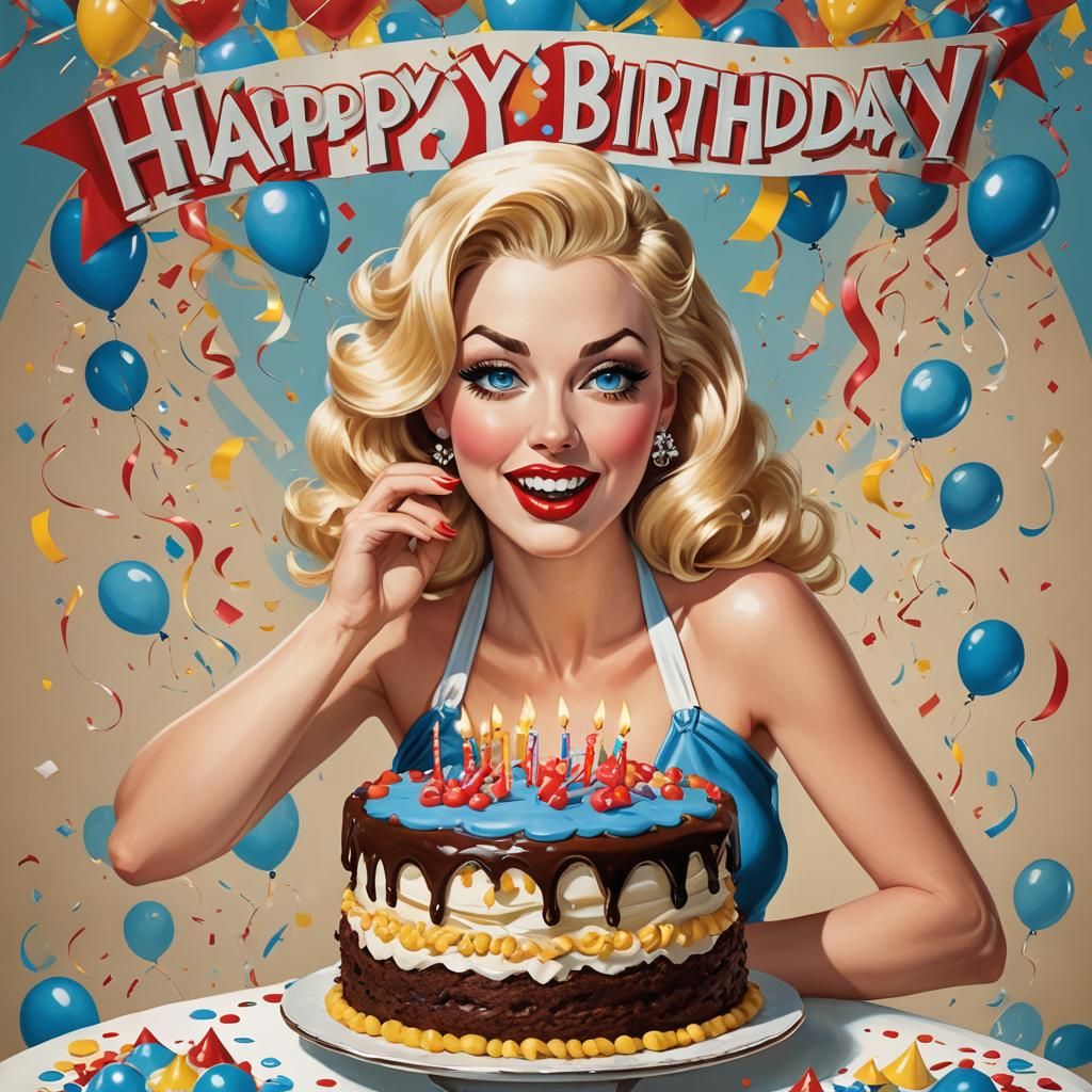 Pin-Up Girl Bursts From Birthday Cake
