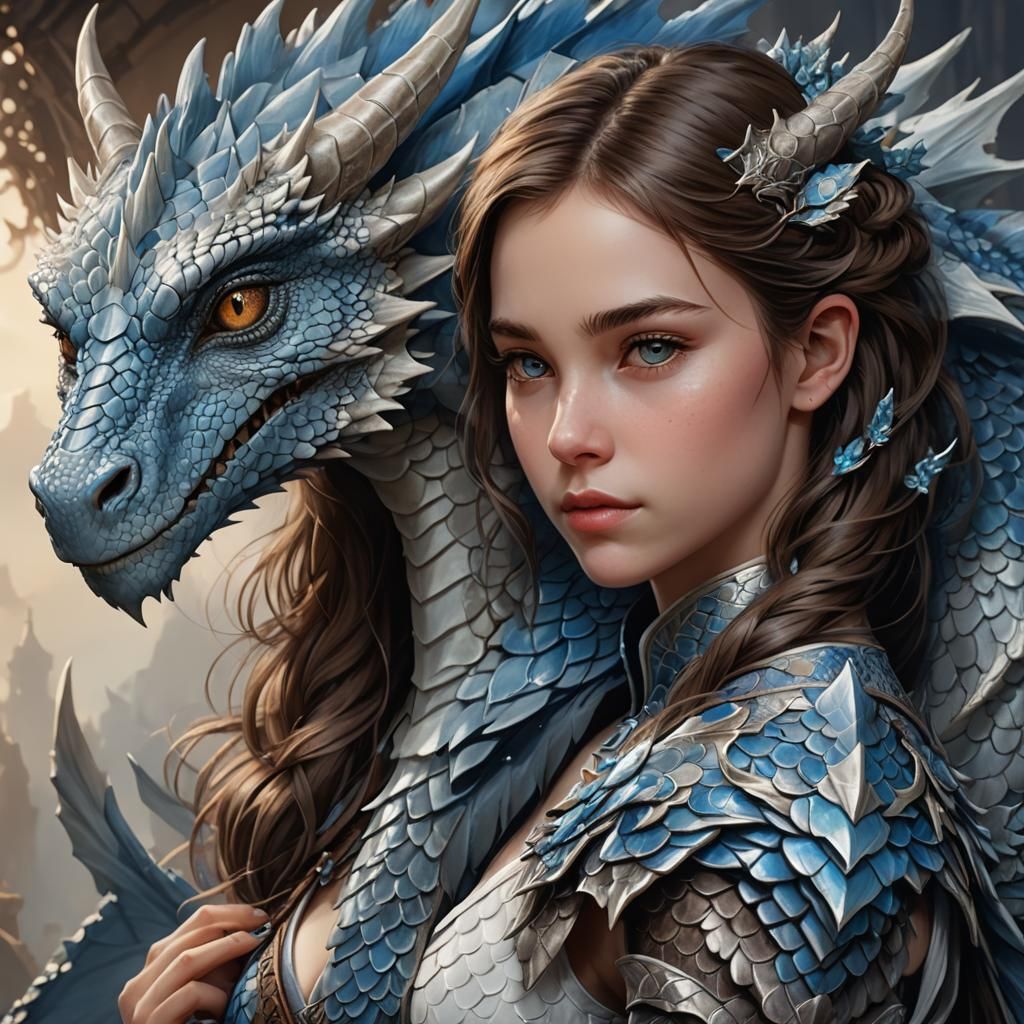 Girl with Dragon: Fantasy Concept Art