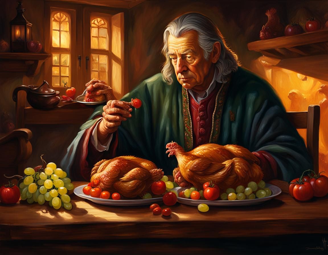 Denethor's Feast: A Baroque-Inspired Oil Painting