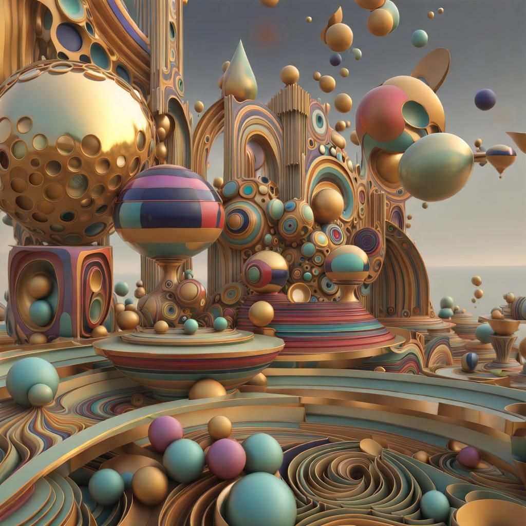 Abstract 3D Multicolored Sculptures in Digital Art Style