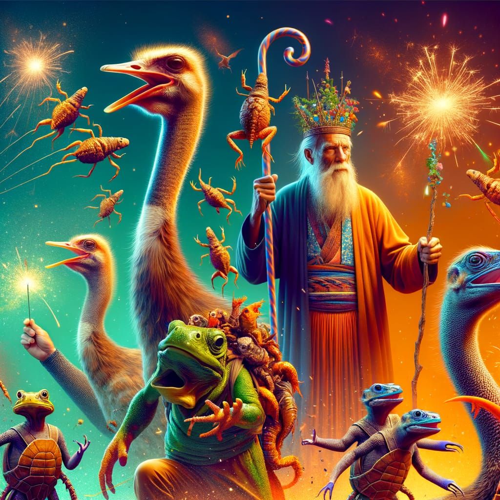 Epic Cinematic Scene: Elderly Man, Lizards, and a Ninja Donk...