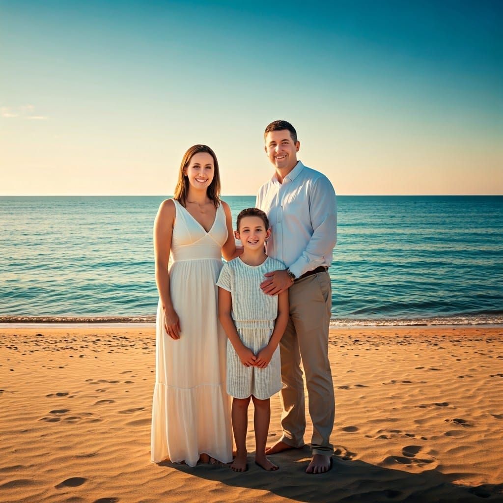 Family Beach Photo in Style of Ansel Adams