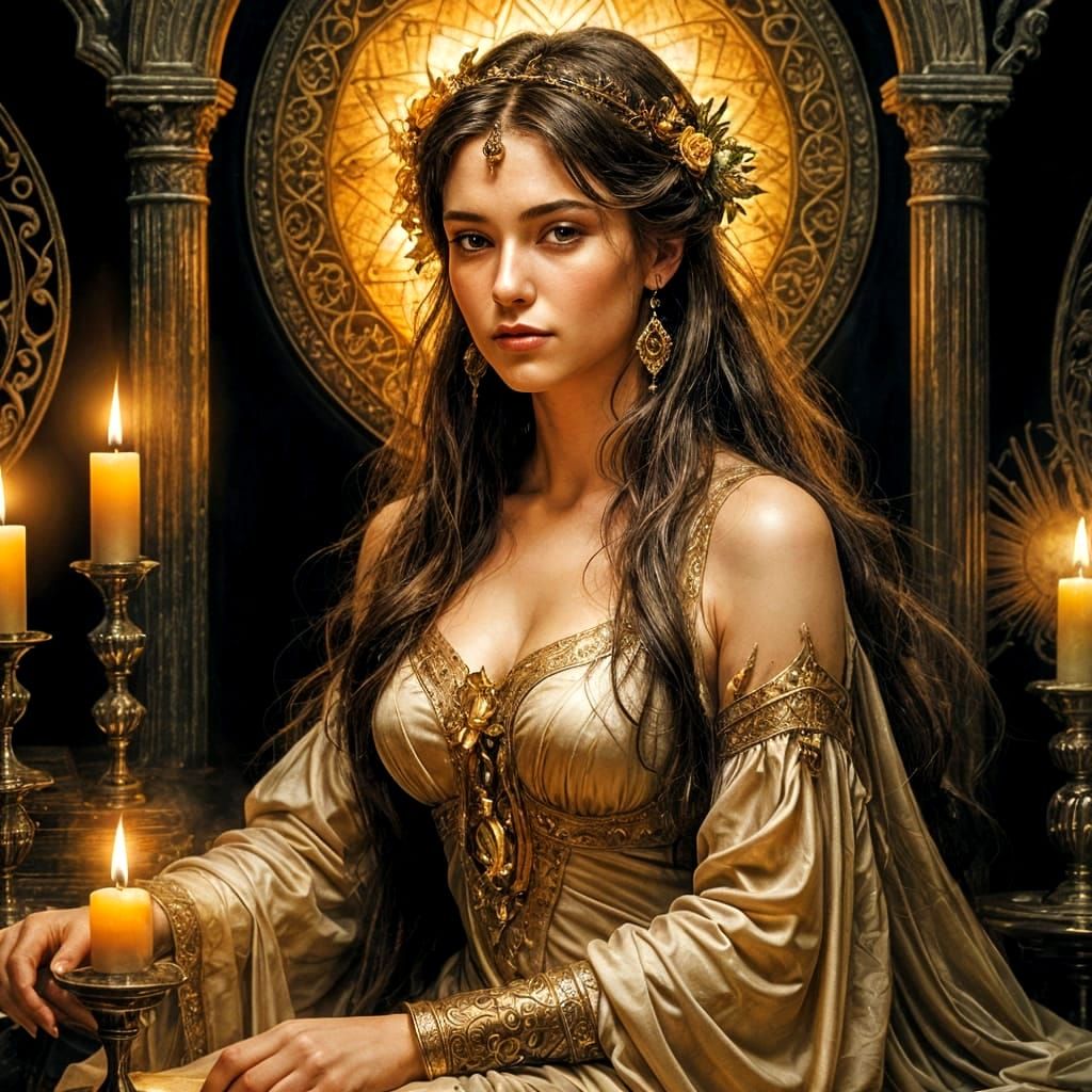 Ethereal Woman in Candlelight: A Romantic Fantasy Portrait