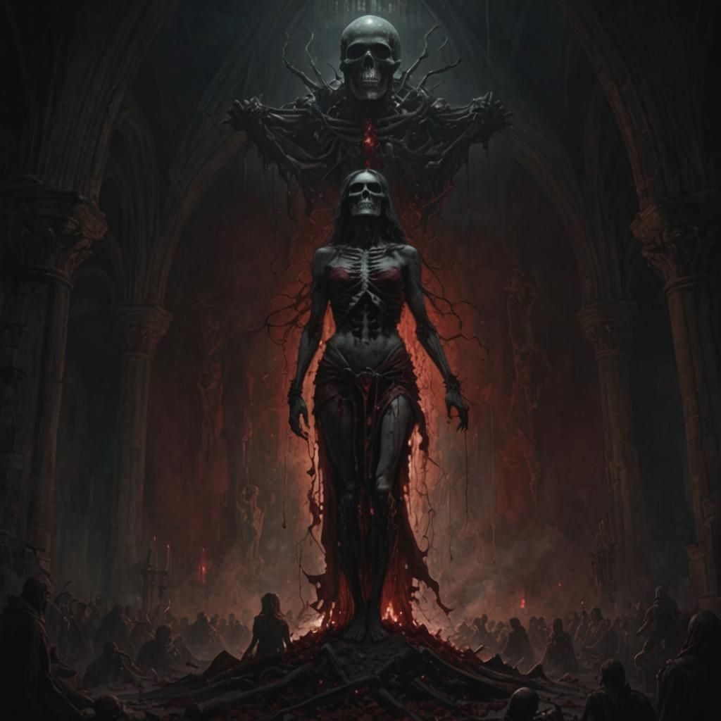Giant Woman in Church: Dark Fantasy Horror