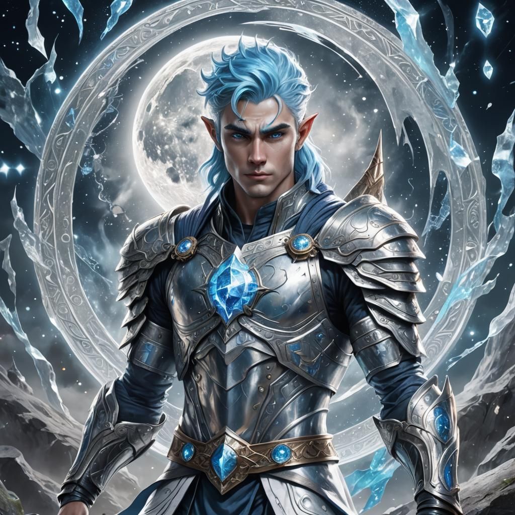 Moon Elf Magic User in Astral Cosmic Illustration