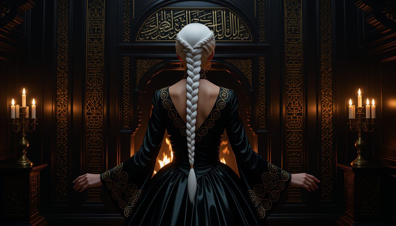 Regal Woman Rising in Gilded Chamber