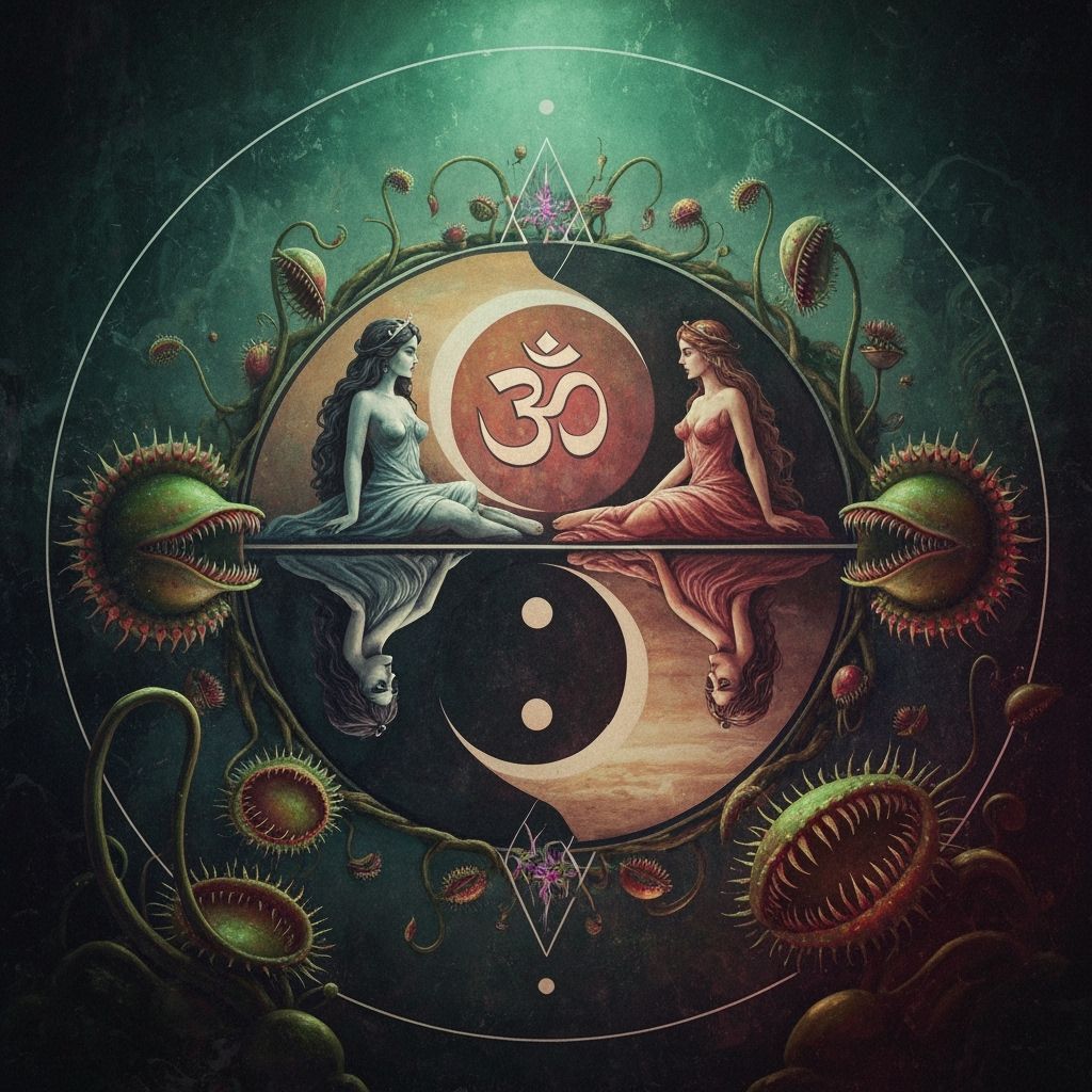 Psychedelic Yin Yang Om with Carnivorous Plants