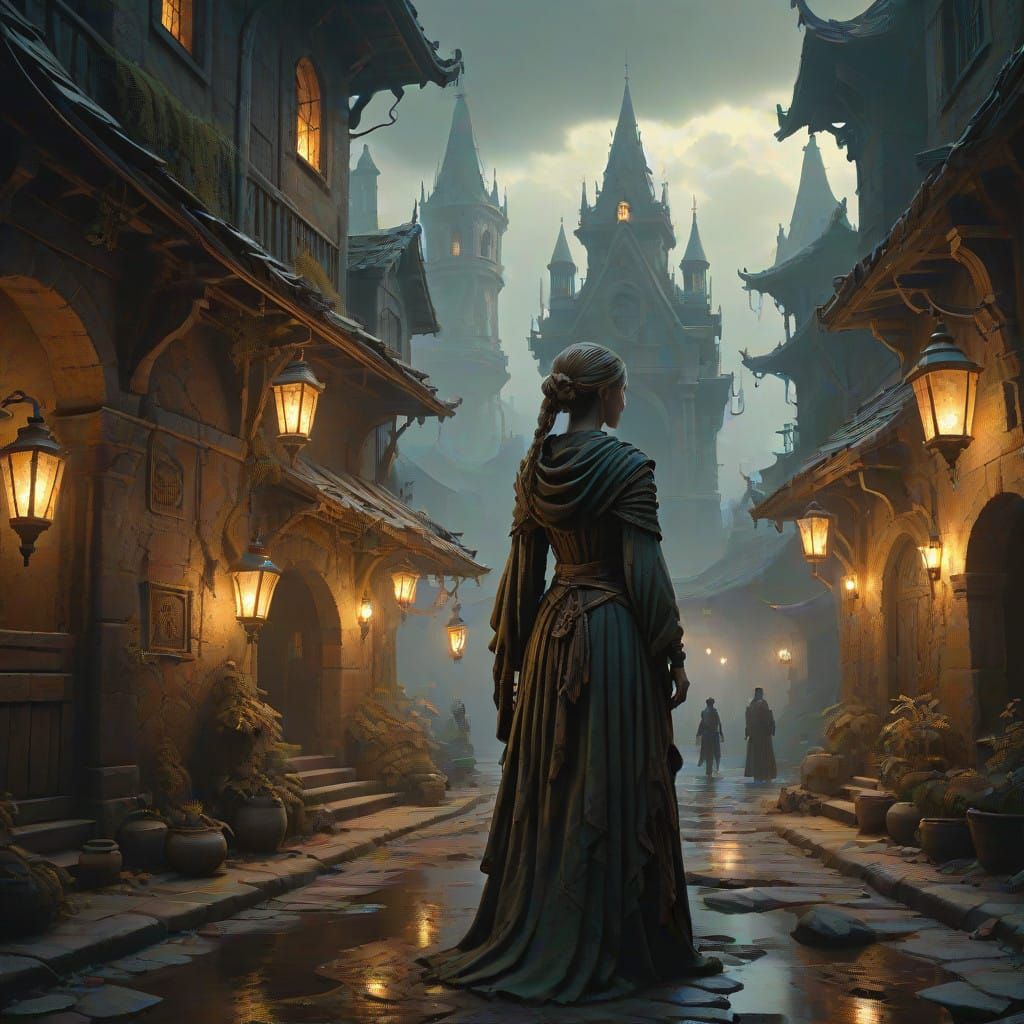 Ethereal Townwatcher in Deep, Rich Colors