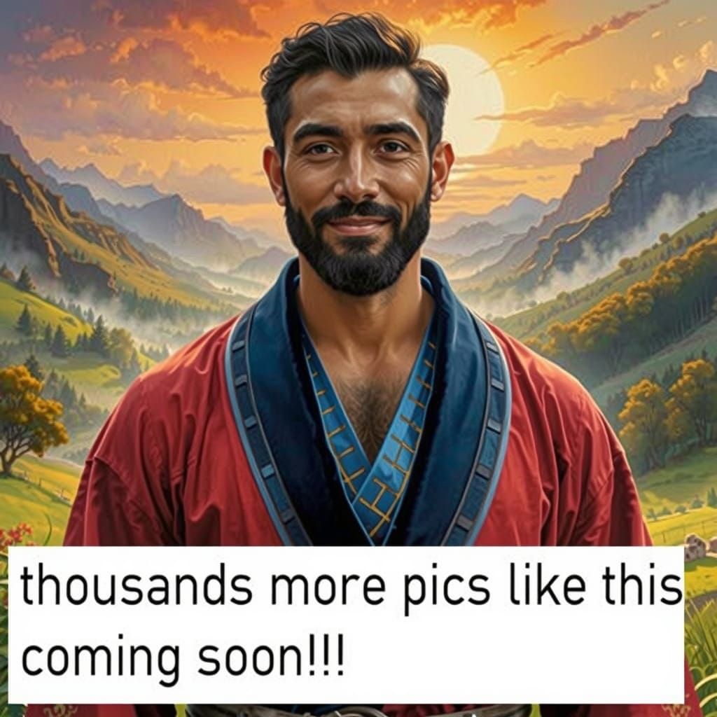 Handsome Bearded Man in Velvet Suit: Digital Portrait