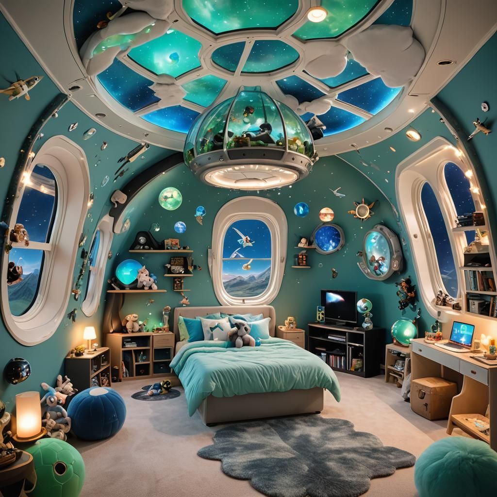 Bioluminescent Crystal Gemstone Aircraft Bedroom