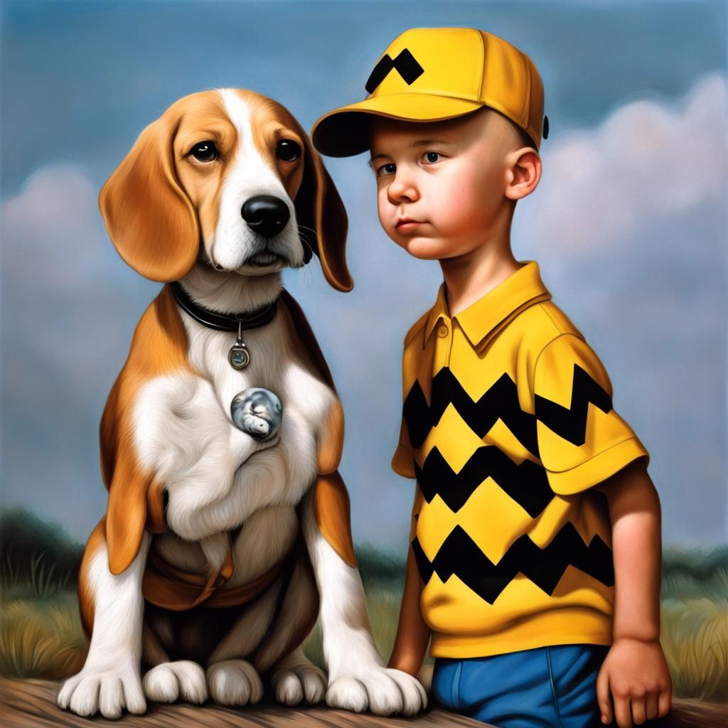 Hyperrealistic Charlie Brown and Snoopy in Photorealism