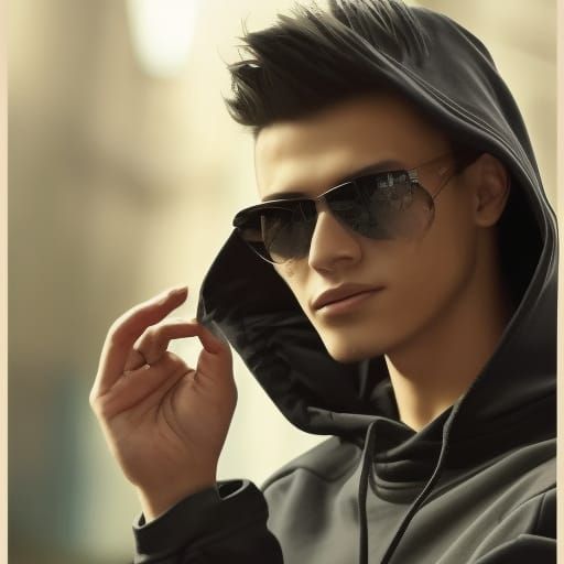 Man with Black Hair and Sunglasses