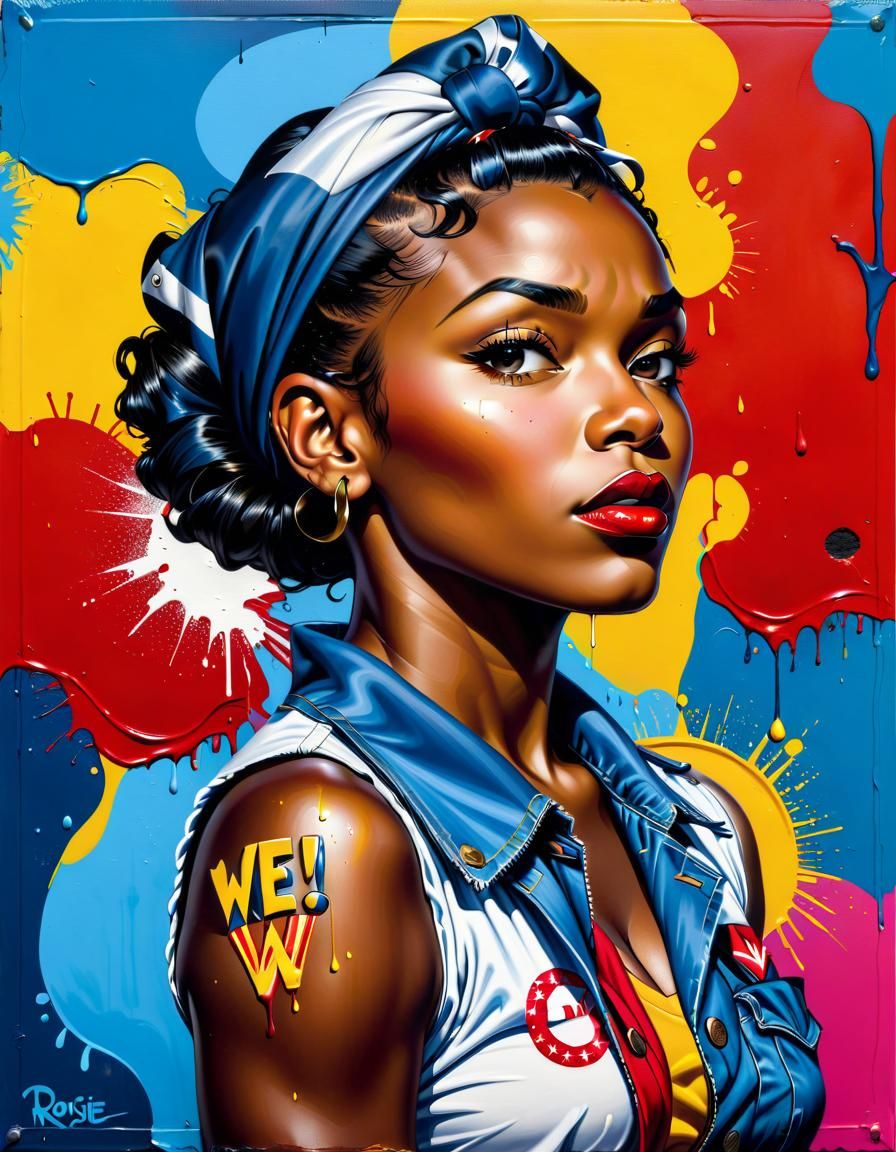 Melanated Rosie the Riveter Graffiti Art