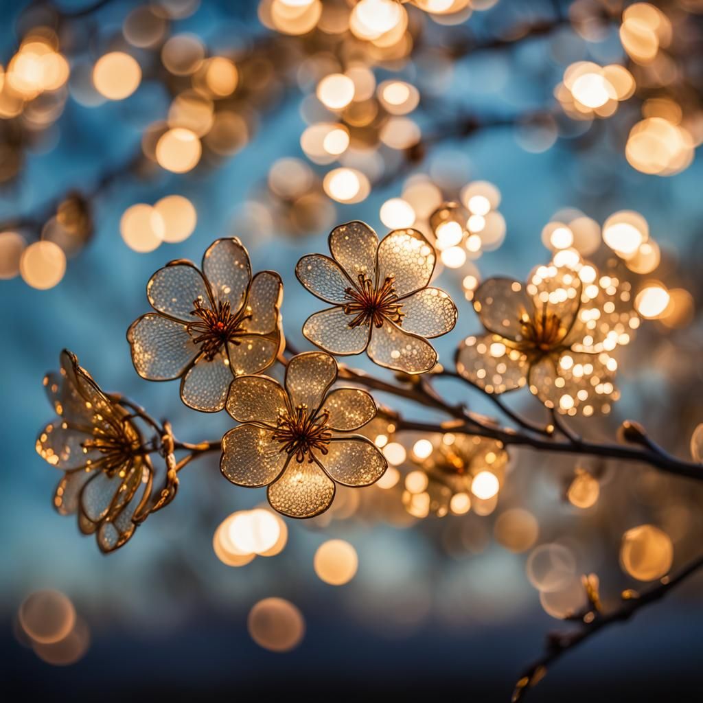 Stunning Glass Flowers with Shimmery Lighting