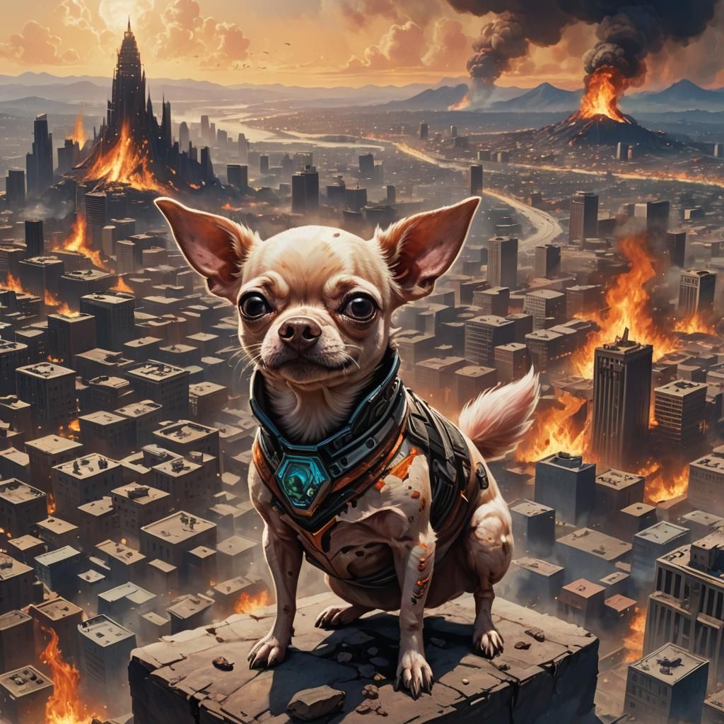 Alien-Pig-Chihuahua Hybrid Conquers Burning City