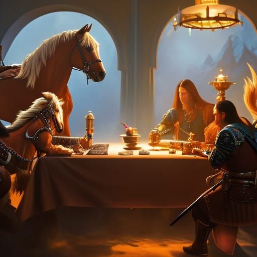 Anthro Horses Play D&D: Digital Art Masterpiece