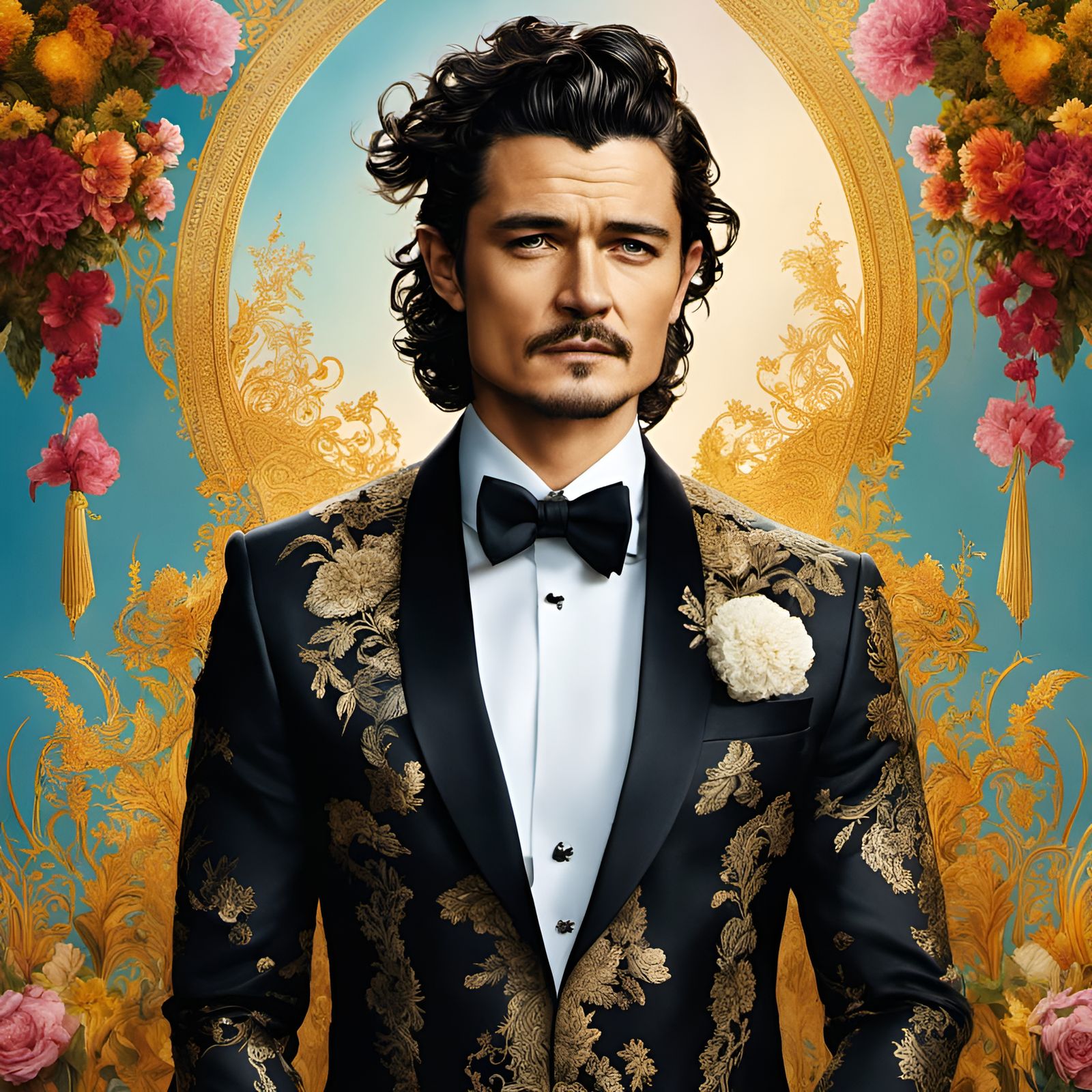 Groom in Tuxedo Portrait with Intricate Details