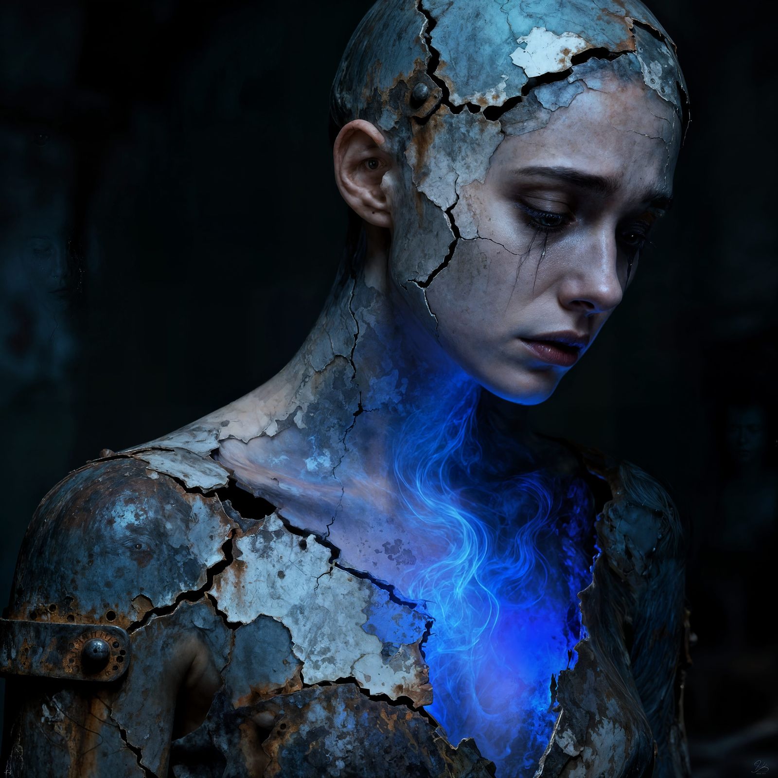 Lone Figure in Eerie Digital Art Portrait