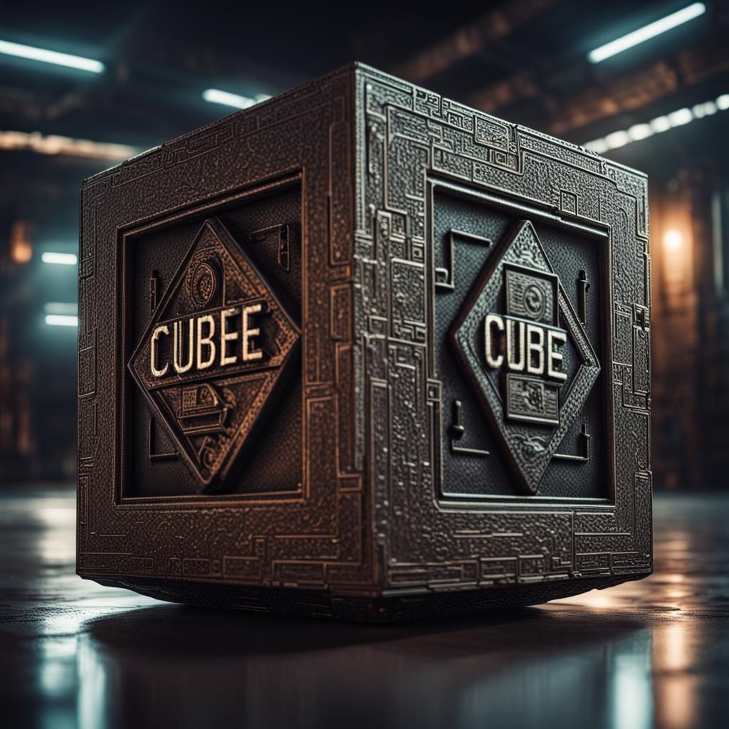 Hyperrealistic Cube Head with Intricate Details