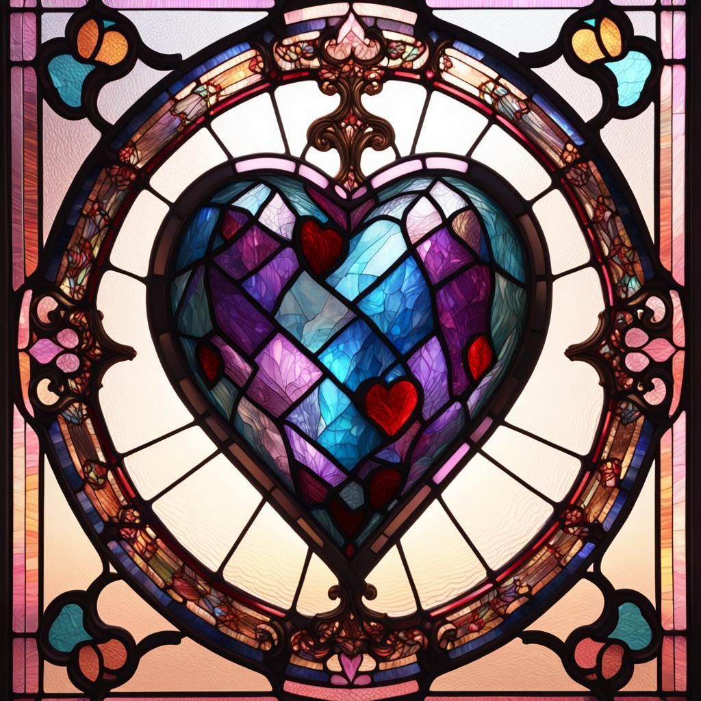 Stained Glass Heart in 3D, High Resolution