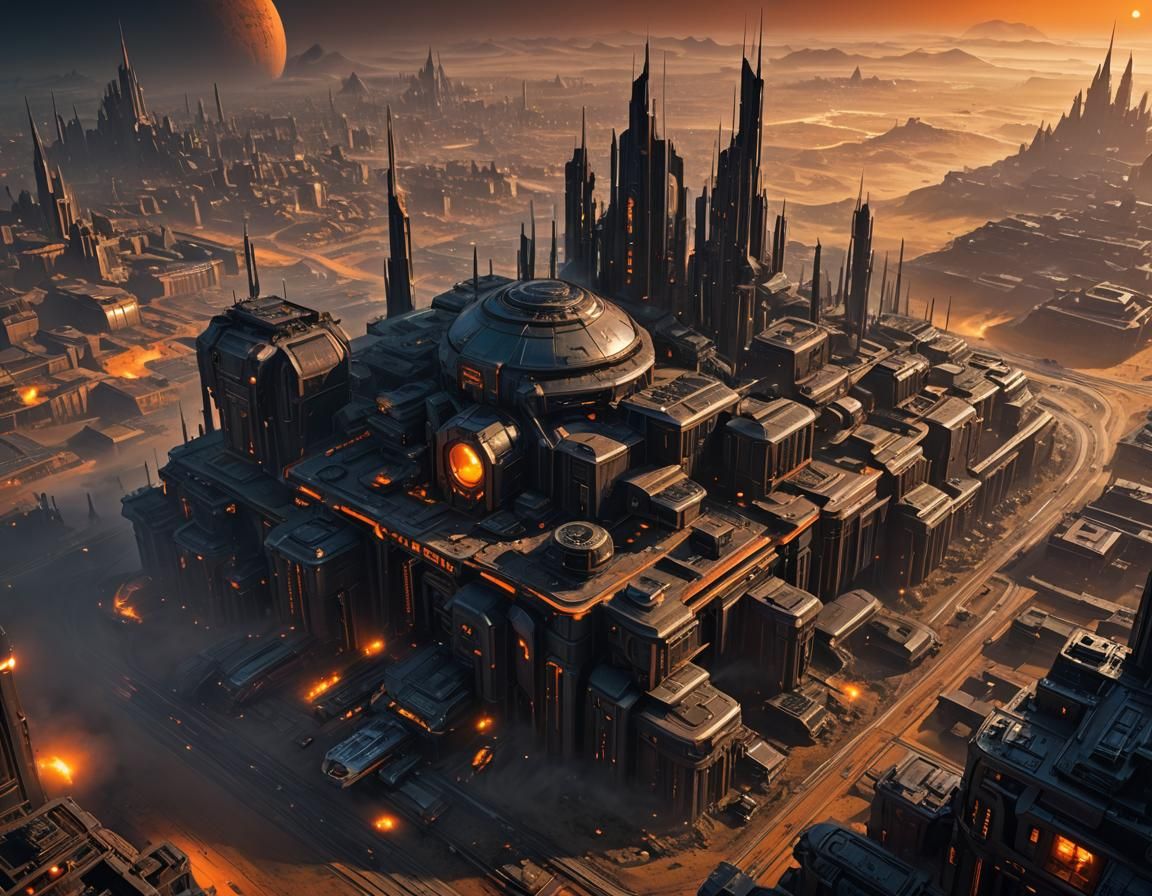 Grim Futuristic City on Giedi Prime: A Sci-Fi Vision