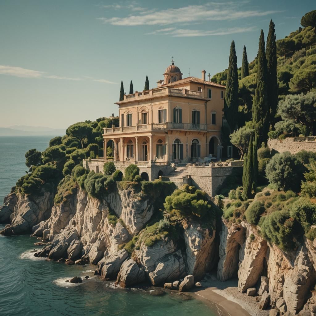 Italian Coastal Villa in Cinematic Style