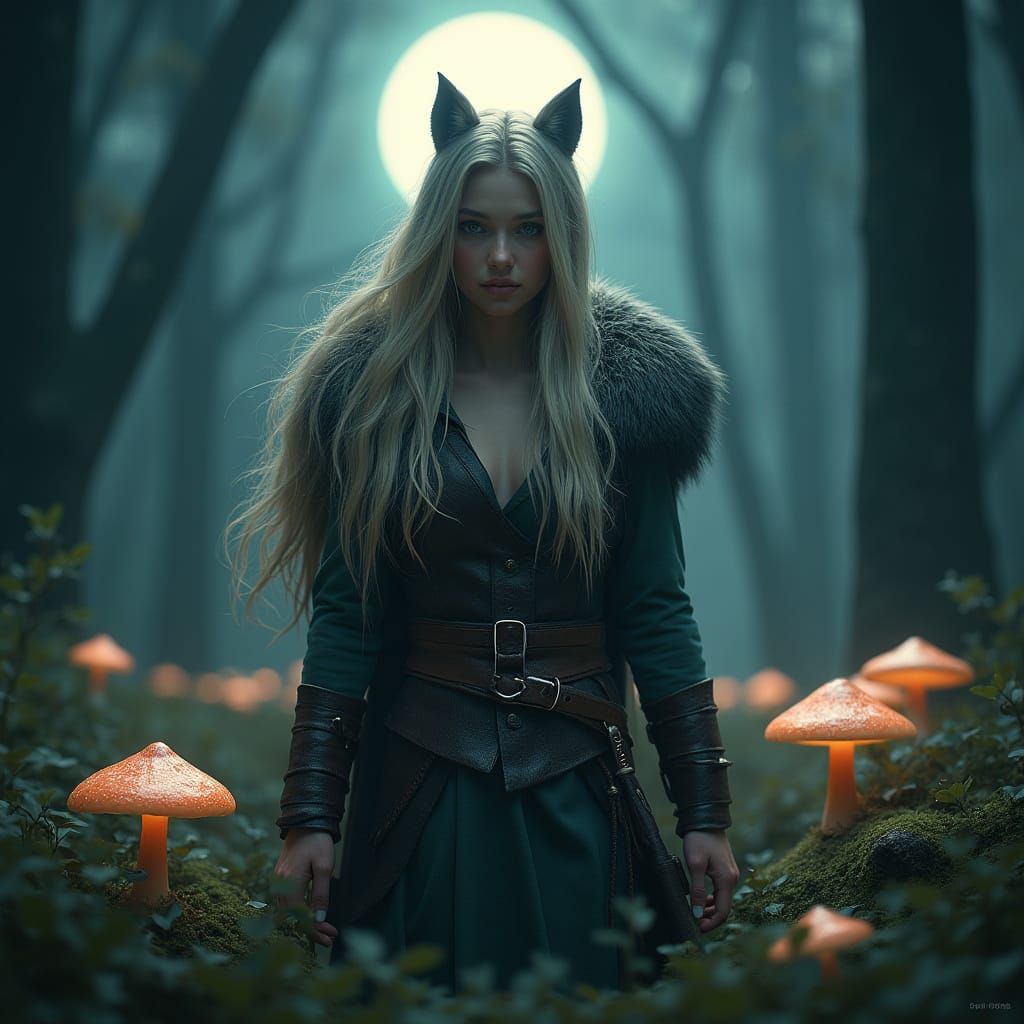 Viking Warrior Woman Transforms into Majestic Werewolf Under...