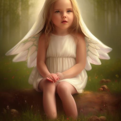 Adorable Baby Angel Portrait in Whimsical Style