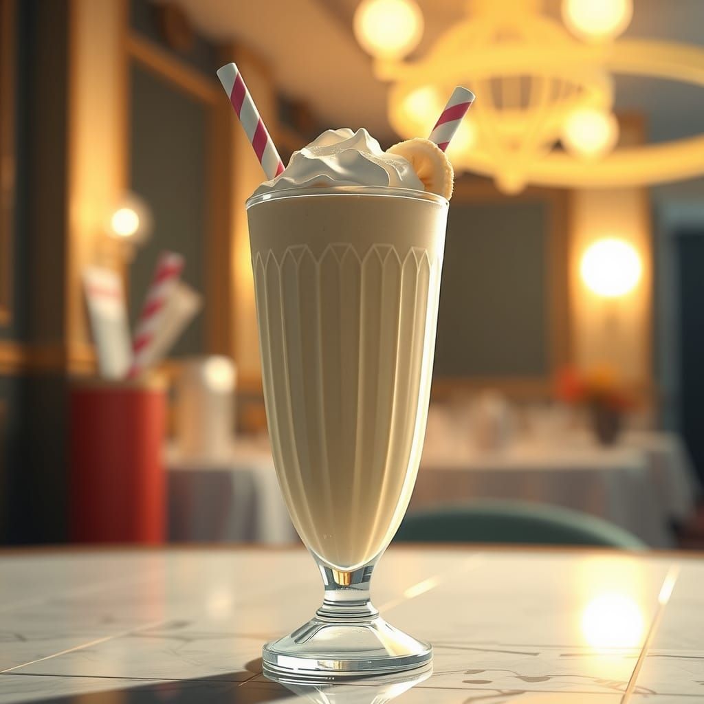 Hyper-Realistic 3D Anime Banana Milkshake Art