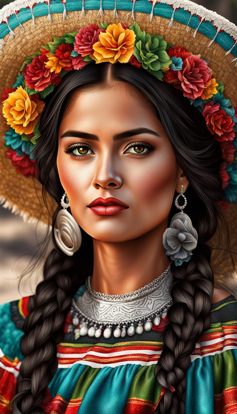 Realistic Portrait of a Gorgeous Mexican Woman